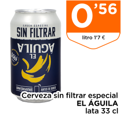 Cerveza sin filtrar especial EL ?GUILA lata 33 cl
