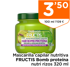 Mascarilla capilar nutritiva FRUCTIS Bomb prote?na nutri rizos 320 ml