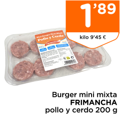 Burger mini mixta FRIMANCHA pollo y cerdo 200 g