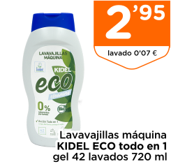 Lavavajillas m?quina KIDEL ECO todo en 1 gel 42 lavados 720 ml