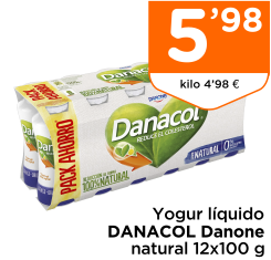 Yogur l?quido DANACOL Danone natural 12x100 g