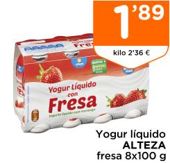 Yogur l?quido ALTEZA fresa 8x100 g