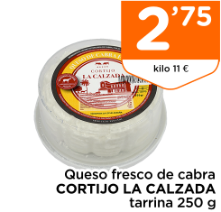 Queso fresco de cabra CORTIJO LA CALZADA tarrina 250 g