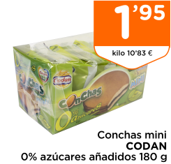 Conchas mini CODAN 0% az?cares a?adidos 180 g