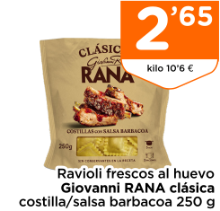 Ravioli frescos al huevo Giovanni RANA cl?sica costilla/salsa barbacoa 250 g